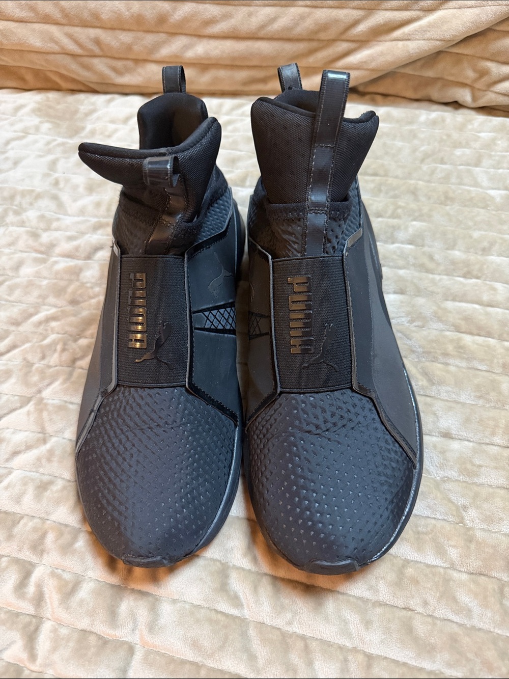 Puma Men's Black High-Top Slip-On Sneakers with Elastic Strap